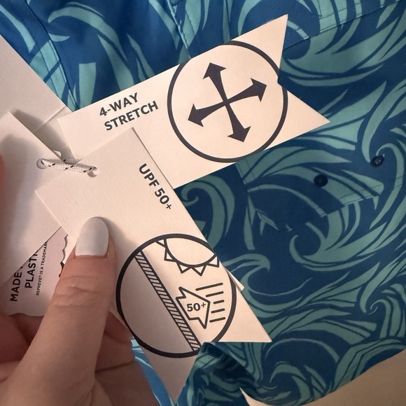 Vineyard Vines Men's Performance Swim Trunks Large Aqua Blue/White Mesh Liner - Picture 12 of 15